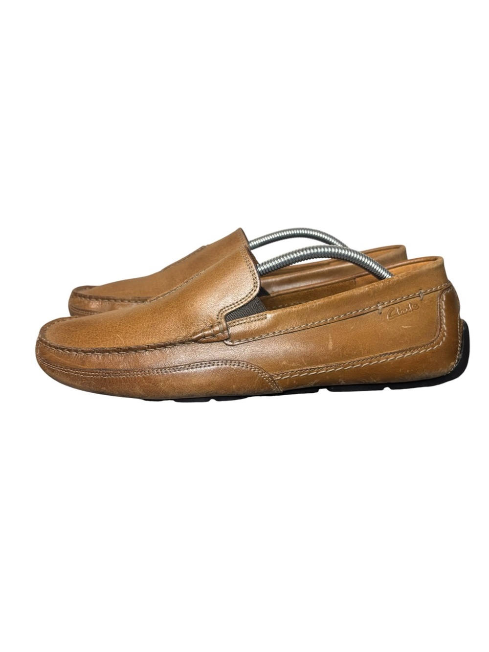 Clarks Men's Ashmont Race Leather Slip-On Driving Loafers sz 10.5 Shoes Brown